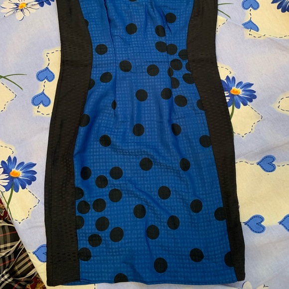 black and blue polka dot summer dress - Picture 2 of 3